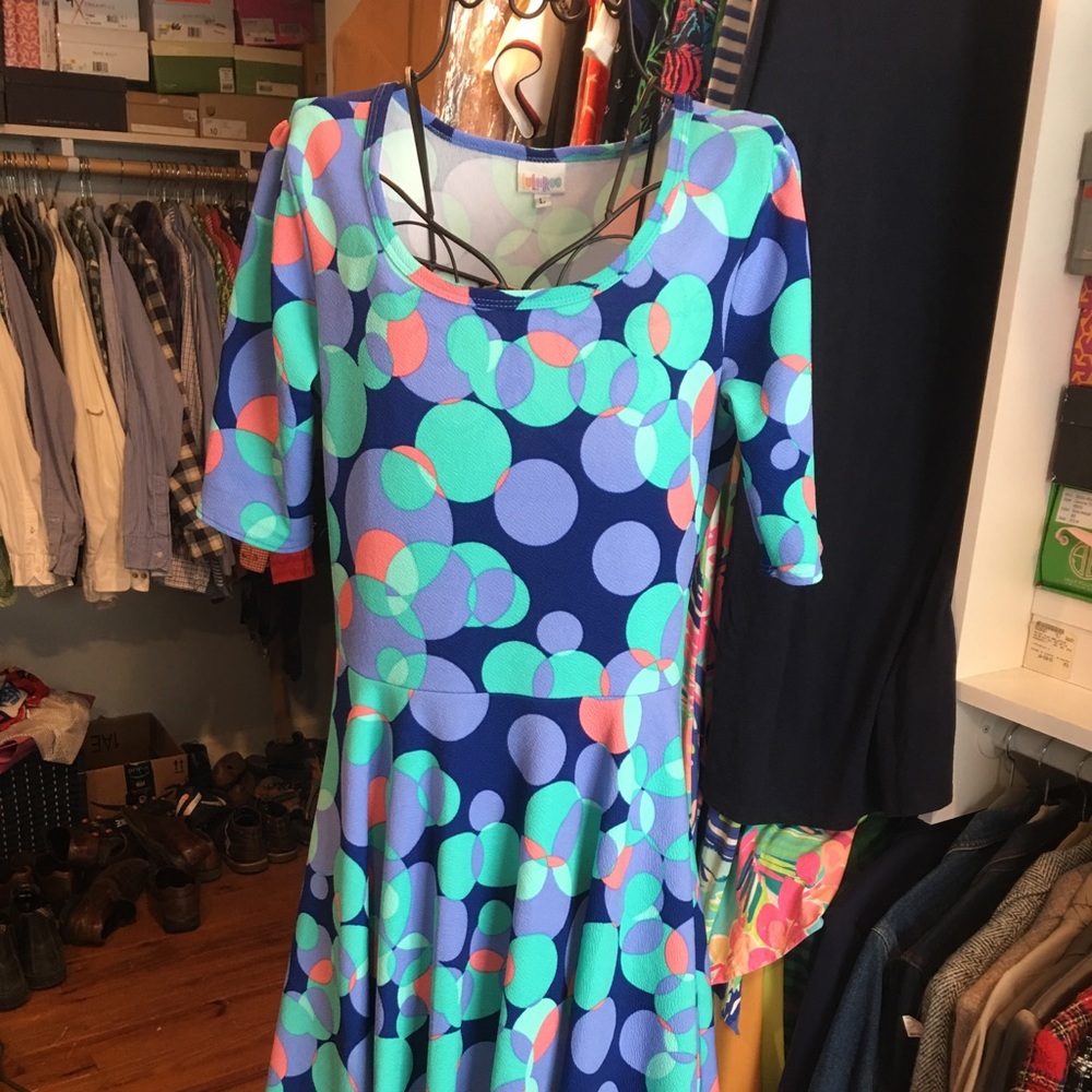 Vibrant Bubbles Lularoe Nicole Dress Large EUC